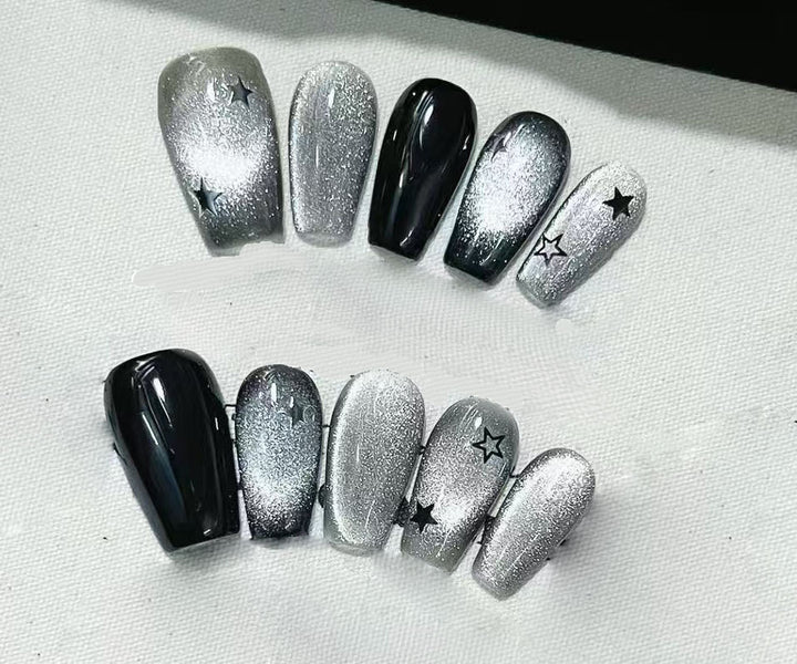 Glittery Star-Pattern Press-On Nail Art Set Kalsten
