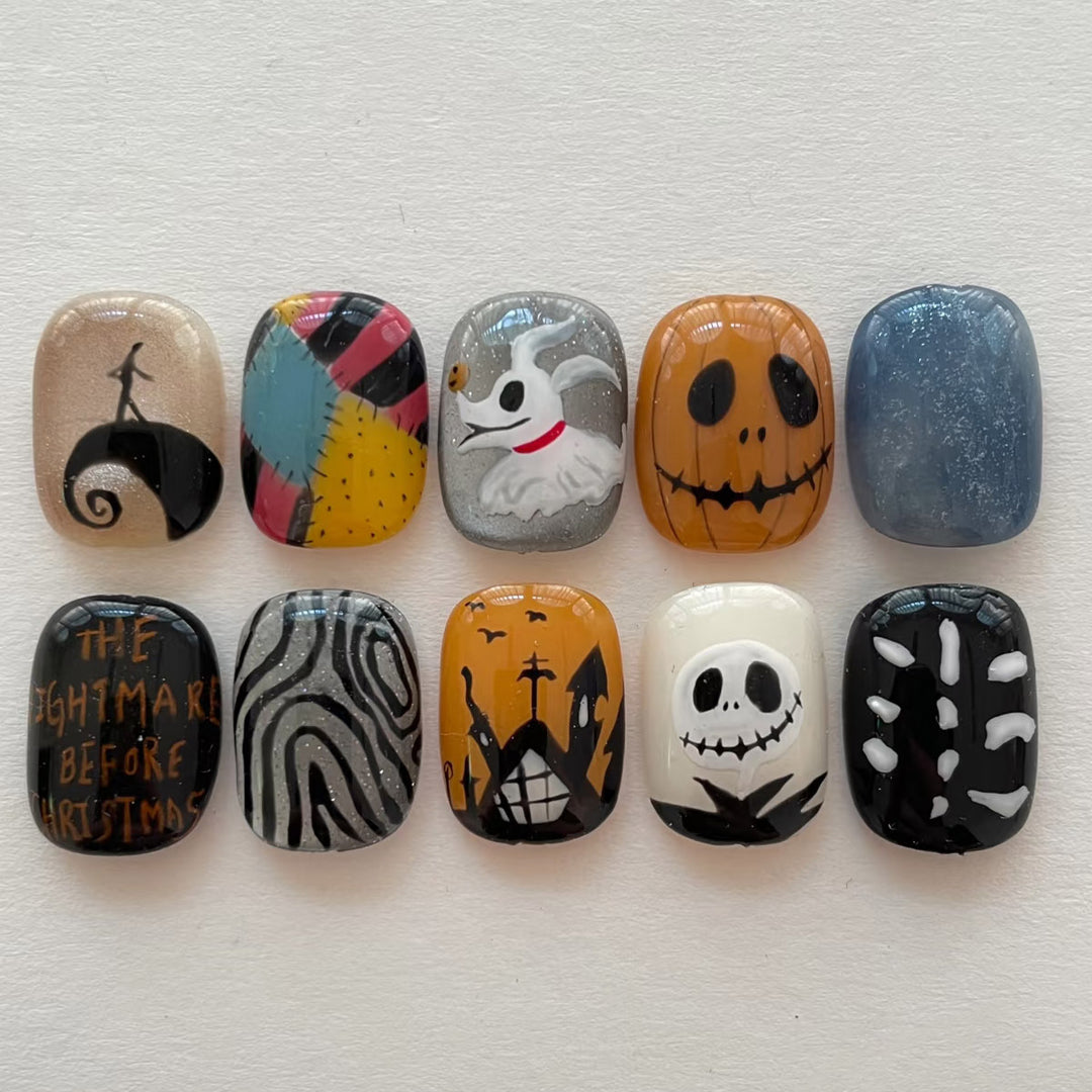 Themed Press-On Nail Set Featuring Halloween Motifs Kalsten