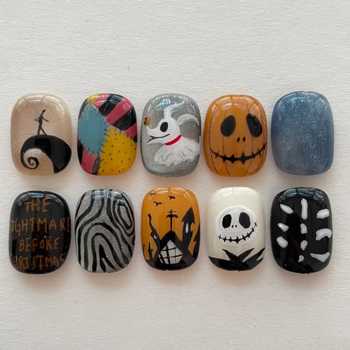 Themed Press-On Nail Set Featuring Halloween Motifs Kalsten