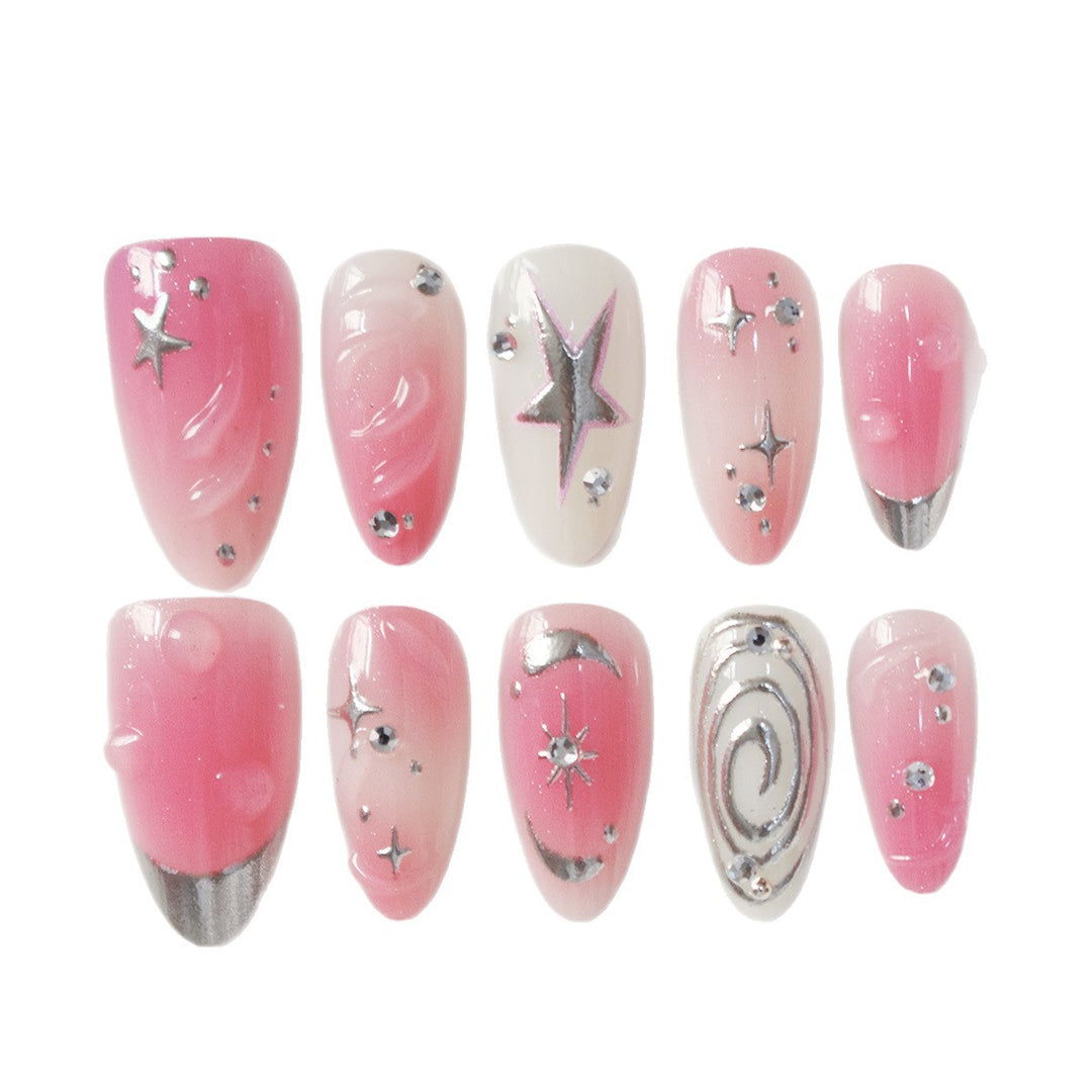 Artistic Star-Embellished Press-On Nail Design Kalsten