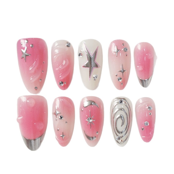 Artistic Star-Embellished Press-On Nail Design Kalsten