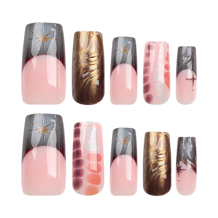 Artificial nail extensions with elegant floral design Kalsten