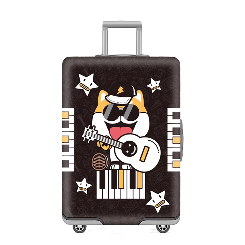 Unisex nan elastic motif suitcase cover made of stretchable polyester with handle and wheel openings Kalsten