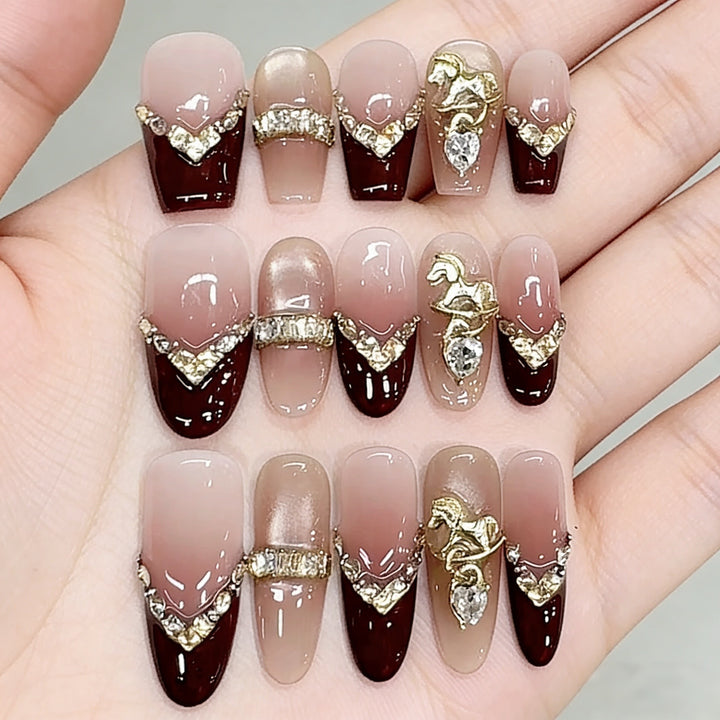 Decorative Acrylic Press-On Nails with Unique Embellishments Kalsten