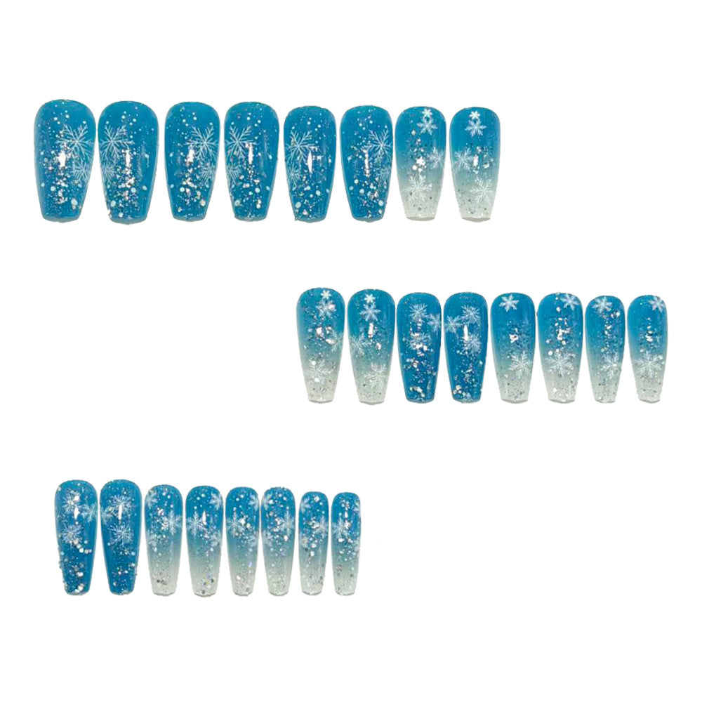 Glamorous artificial nails with winter snowflake design Kalsten