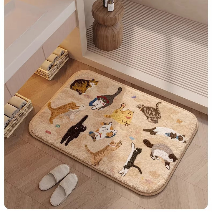 Playful Cat-Themed Soft Bath Mat