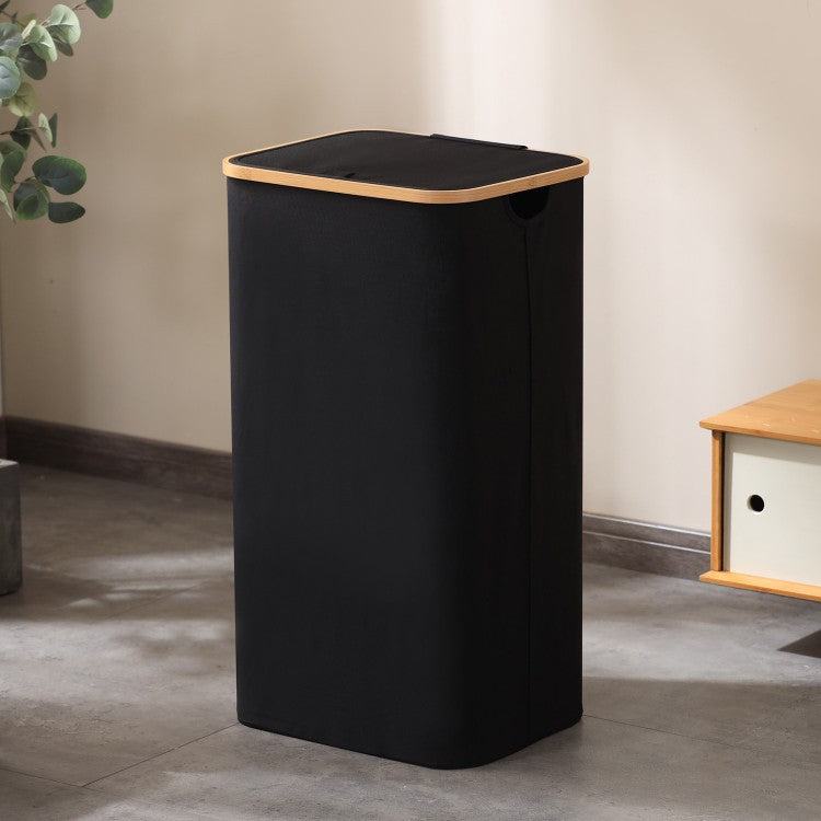 Elegant Laundry Container Made of High-Quality Textile with Bamboo Frame Kalsten
