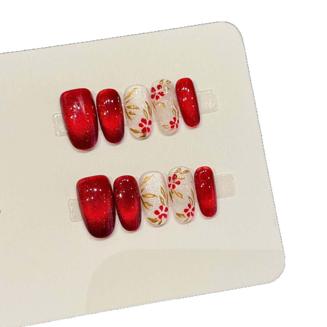 Artistic Floral Press-On Nail Set  1791773601