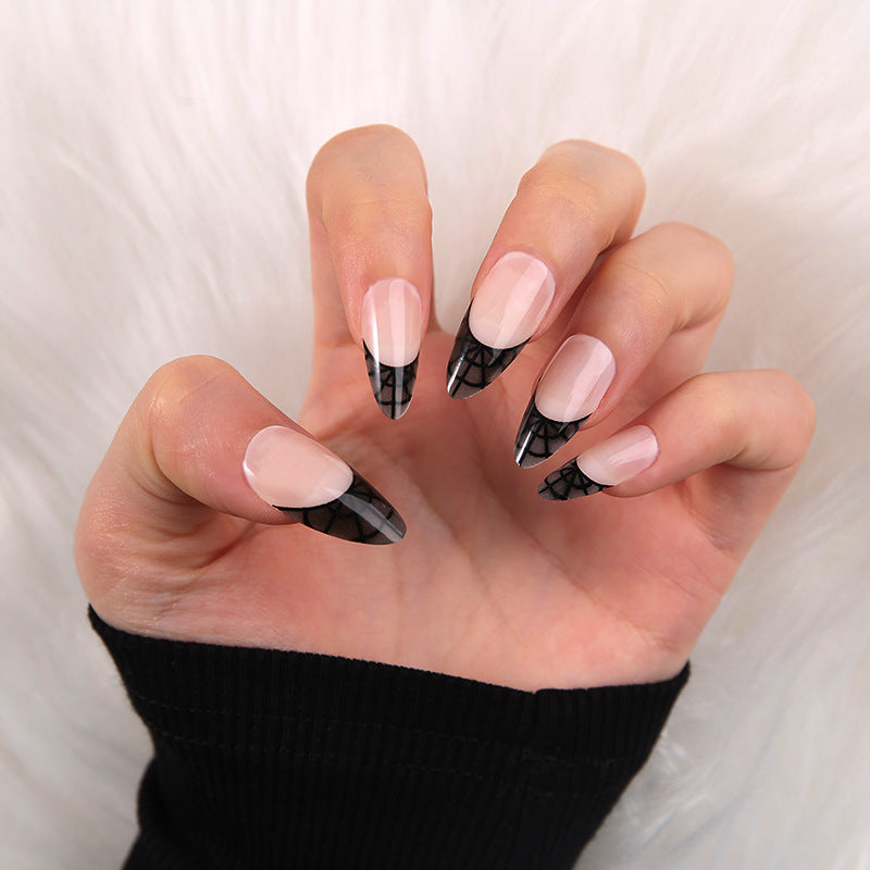 Artful nail tips with elegant spider web pattern Kalsten