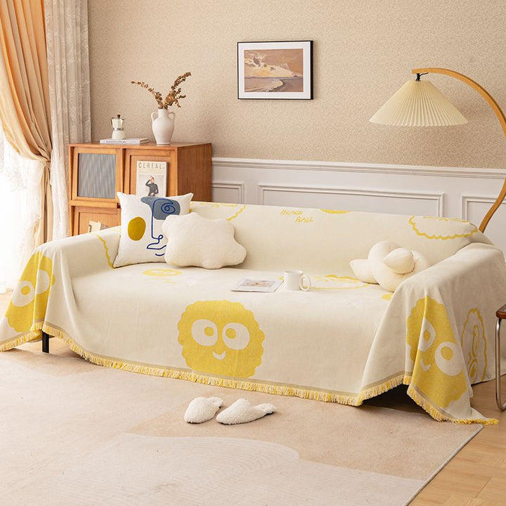 Playful Cartoon-Themed Sofa Throw Blanket