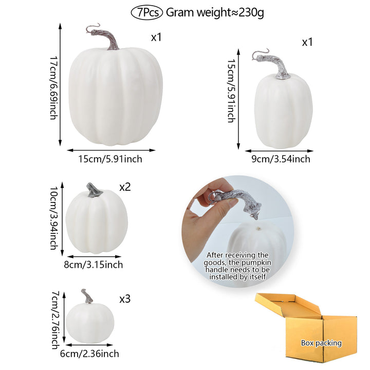 Realistic art pumpkin decoration set in varying sizes with removable stems