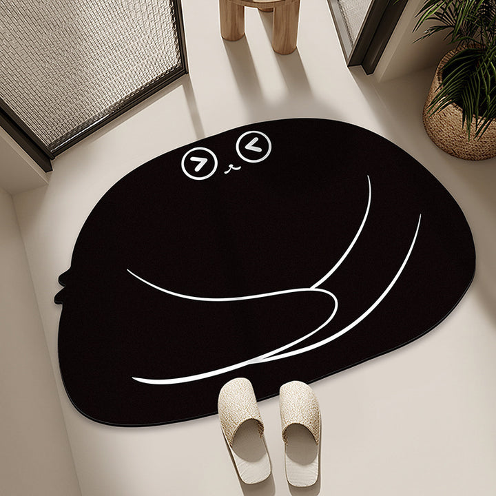 Cartoon Cat-Themed Bath Mat