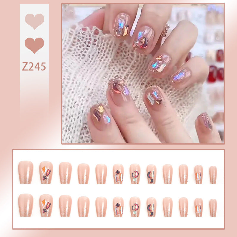High-quality artificial nail set with glitter and holographic accents Kalsten