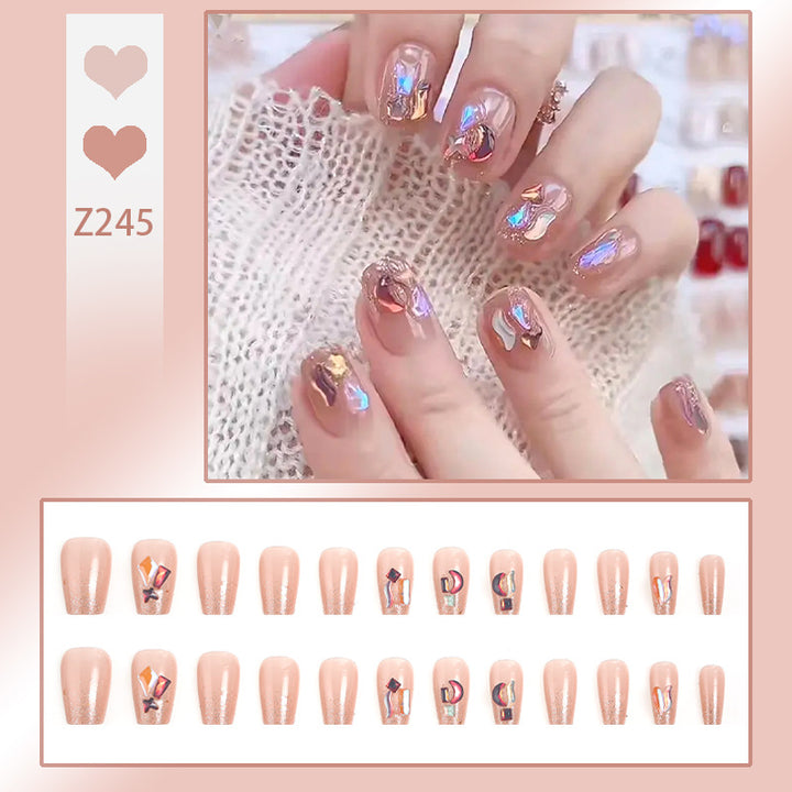 High-quality artificial nail set with glitter and holographic accents Kalsten
