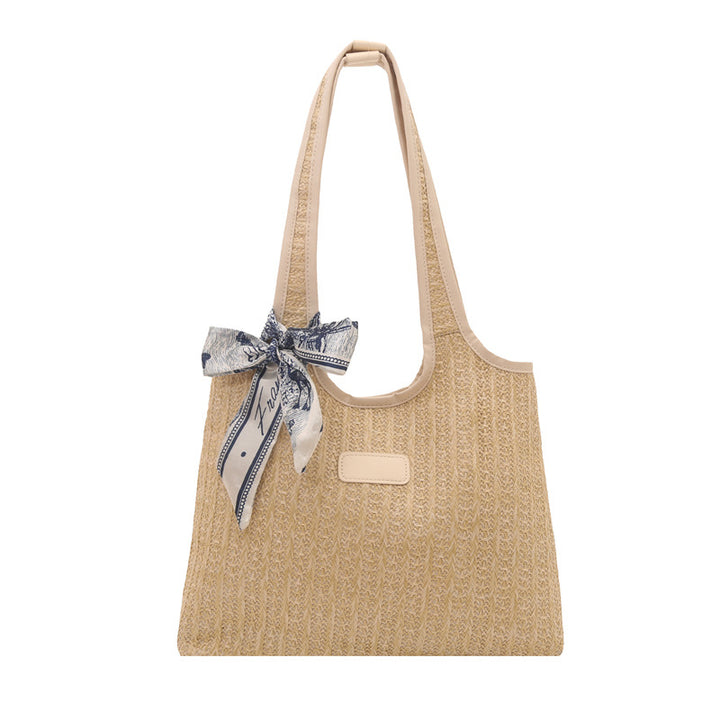 Textured Weave Tote Bag with Elegant Bow Kalsten
