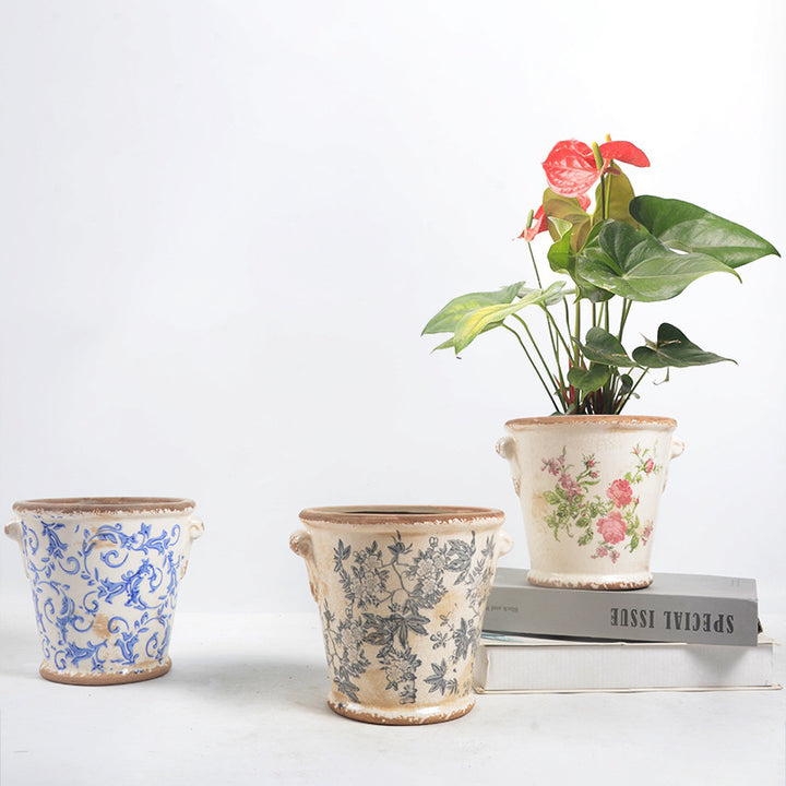 Decorative flower pot with floral embellishments Kalsten