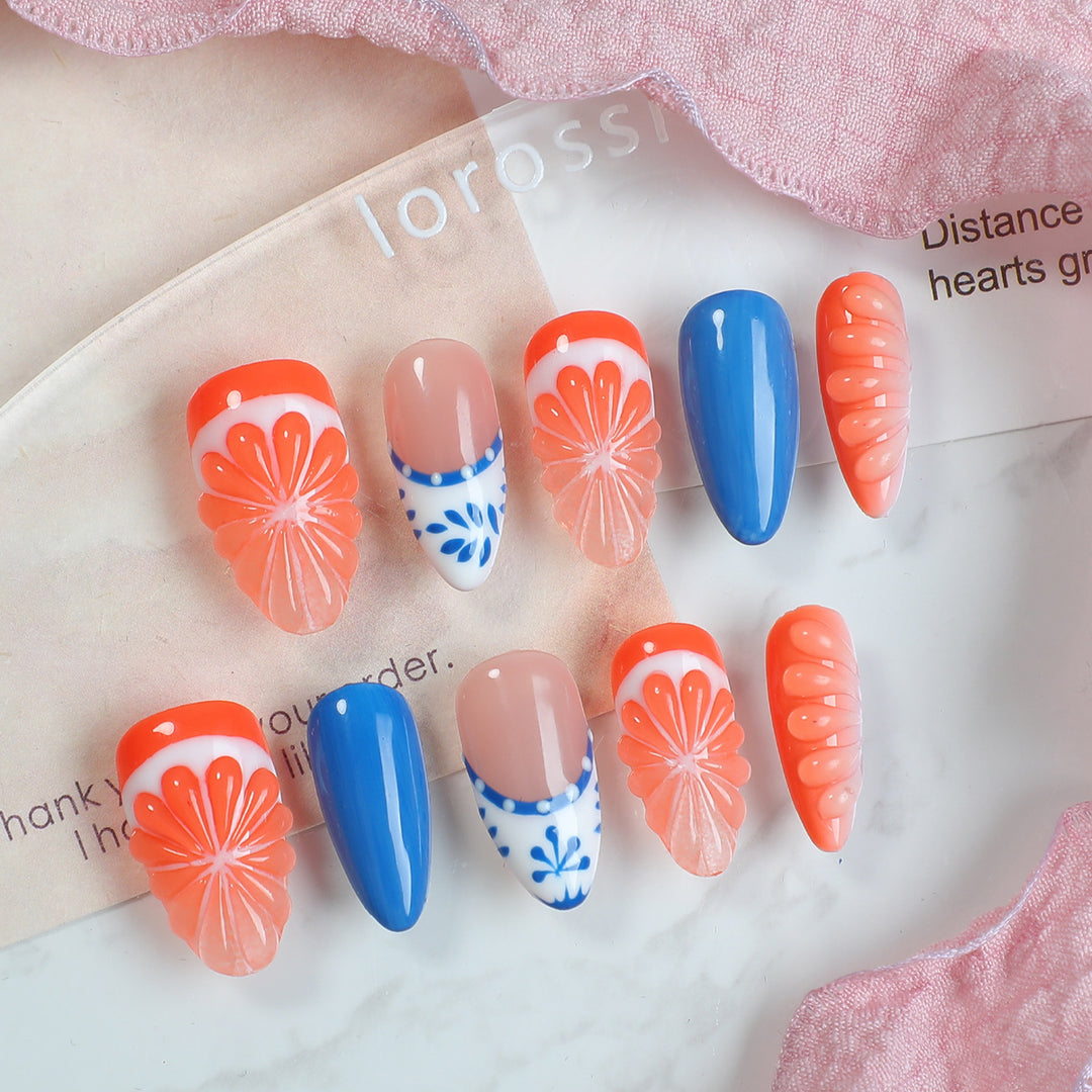 Nail art set with floral and colorful designs Kalsten