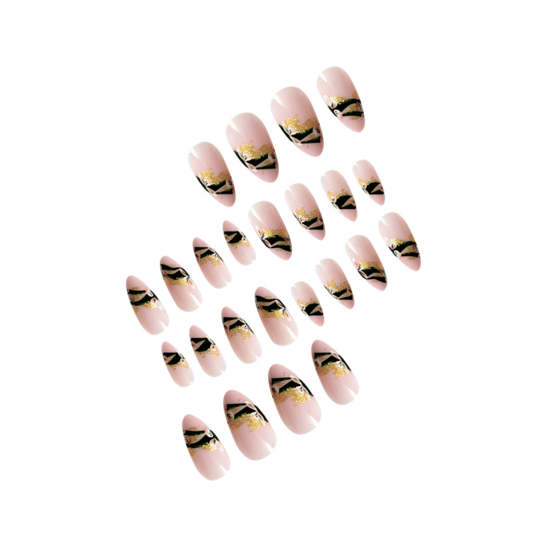 Artistic Floral Glittered Press-On Nails Kalsten