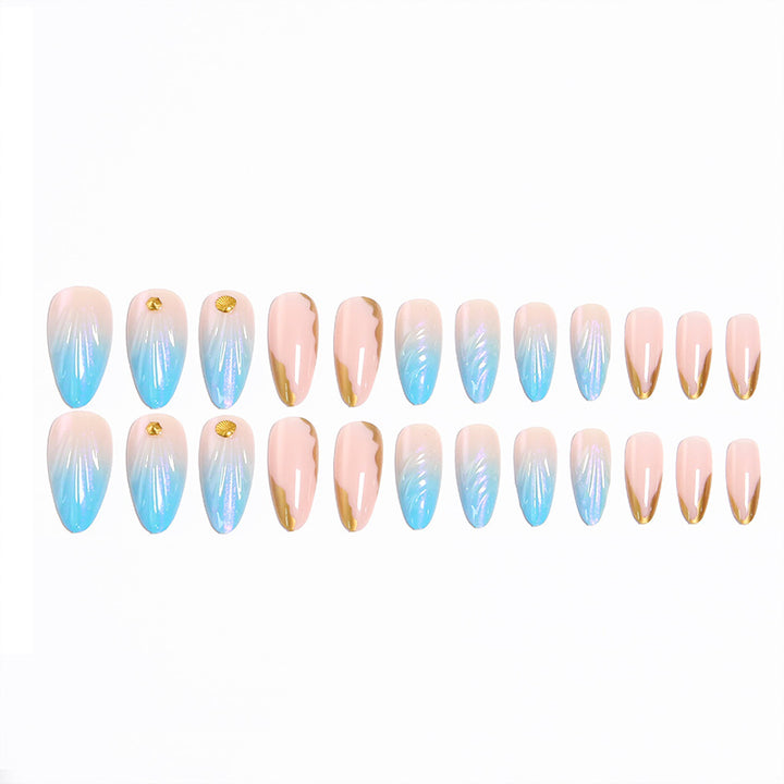 Acrylic nail set with glitter and shell design Kalsten