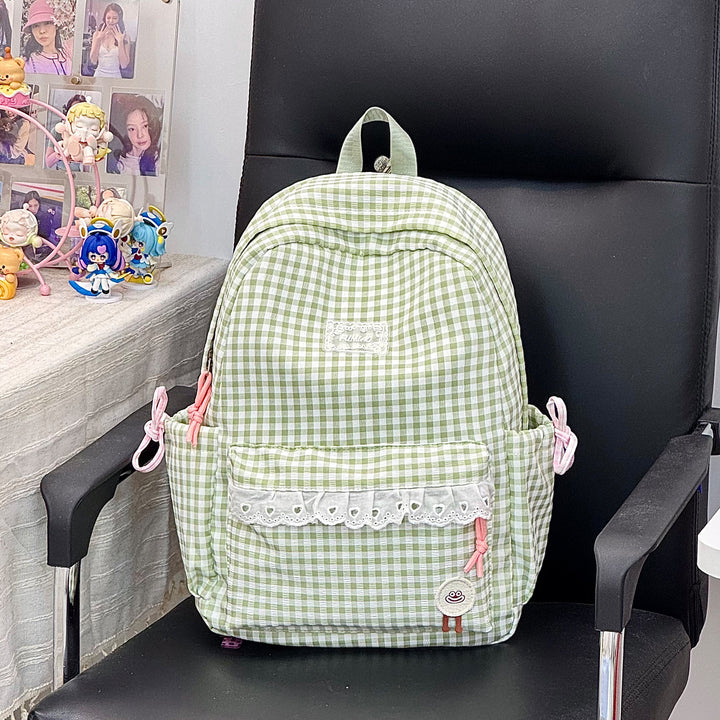 Cute Gingham Print School Backpack Kalsten