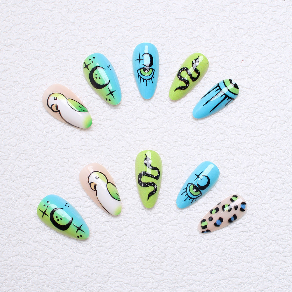 Artificial nail set with playful animal designs and eye-catching 3D designs Kalsten