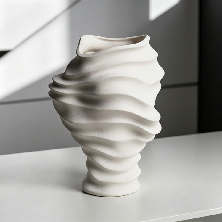 Elegant Contemporary Wave-Patterned Decorative Vase