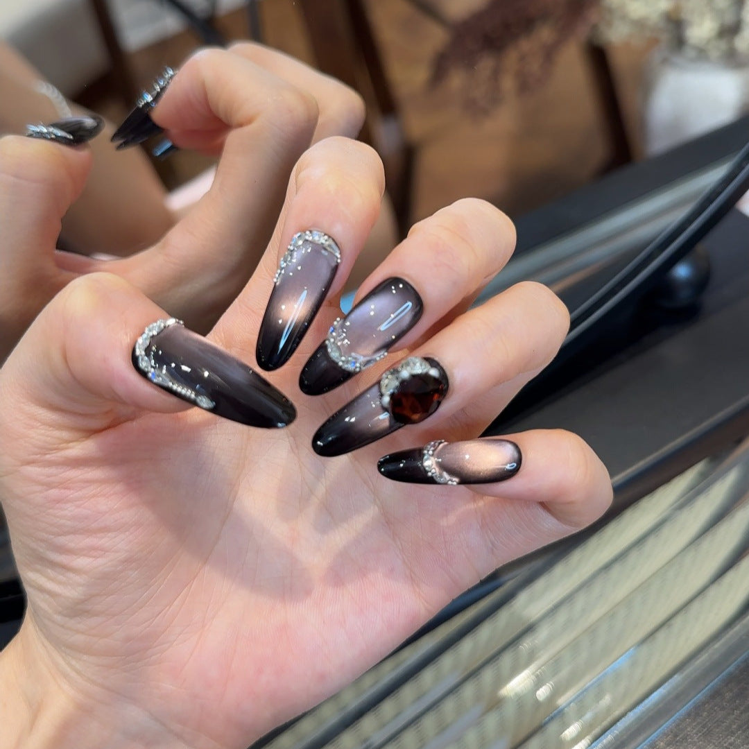 Glamorous Press-On Nail Art Set with Rhinestones Kalsten