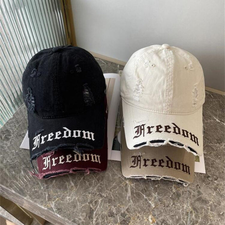 Women's Distressed Freedom Embroidered Baseball Cap Kalsten