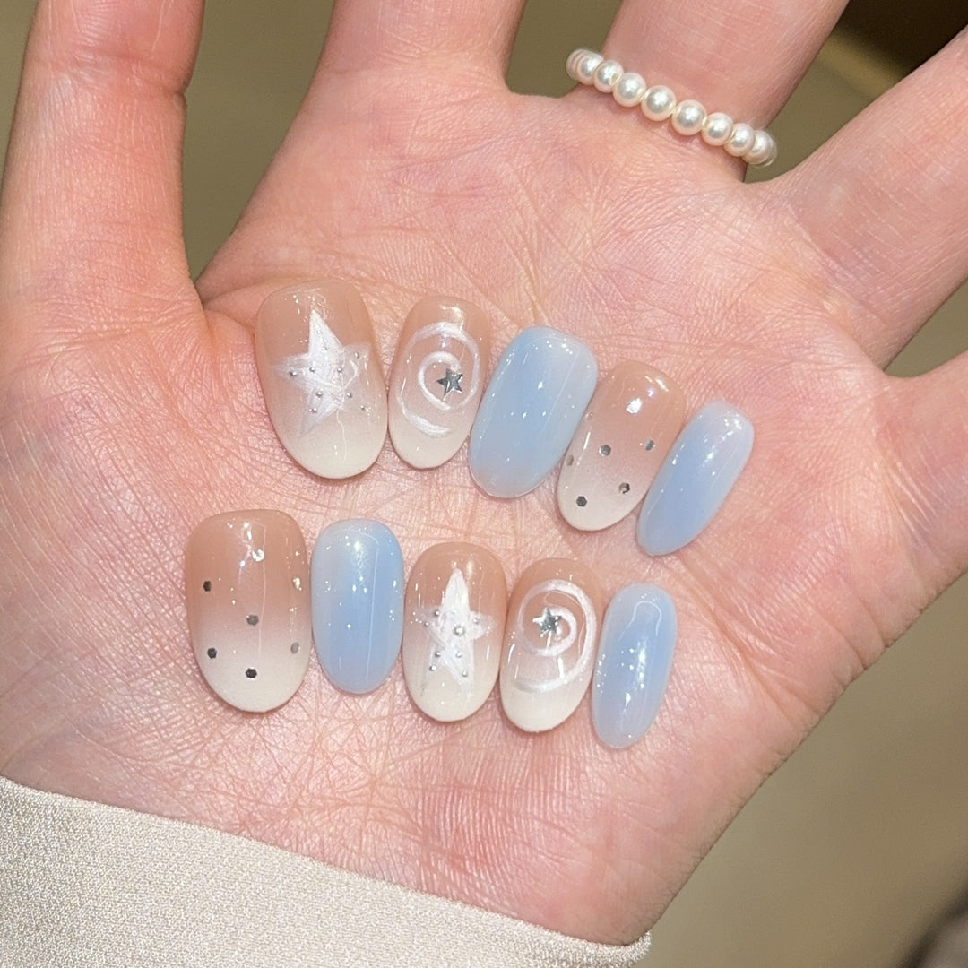 Artificial Nail Tips in Sparkling Star Design Kalsten