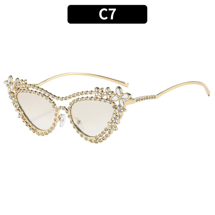 Floral-Embellished Cat-Eye Sunglasses