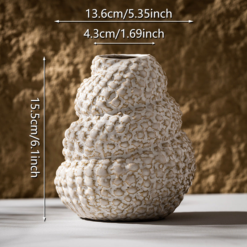 Organic Textured Ceramic Stacked Sculptural Vase