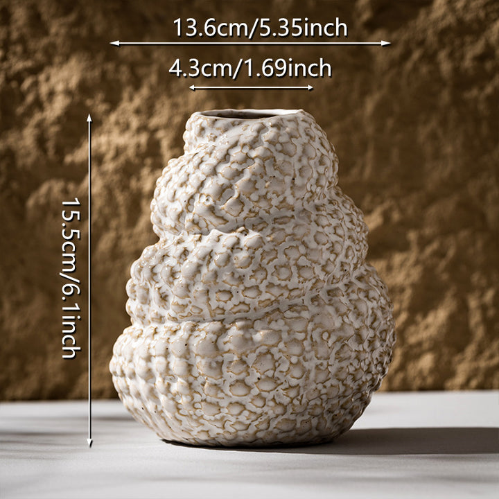 Organic Textured Ceramic Stacked Sculptural Vase