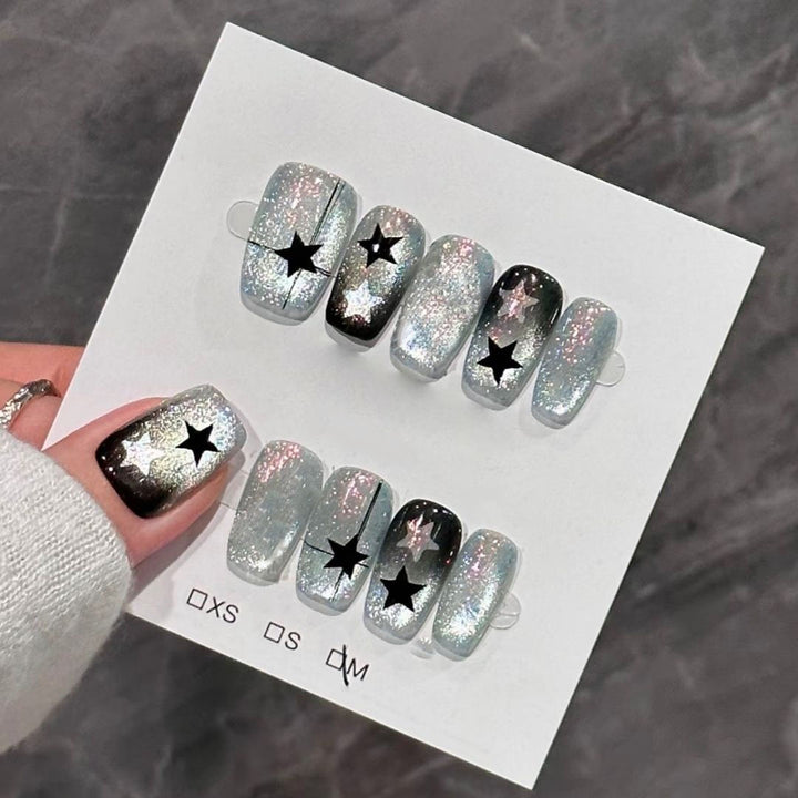 Glittery Star-Pattern Press-On Nail Art Set Kalsten