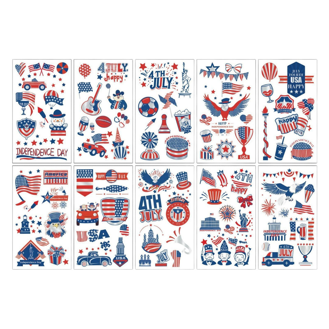 Unisex temporary tattoo sticker set with patriotic USA designs for party decoration Kalsten