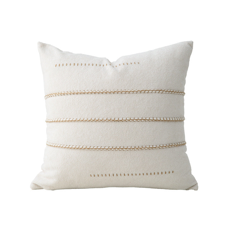 Decorative bouclé pillow with teddy fleece structure and decorative stitching Kalsten
