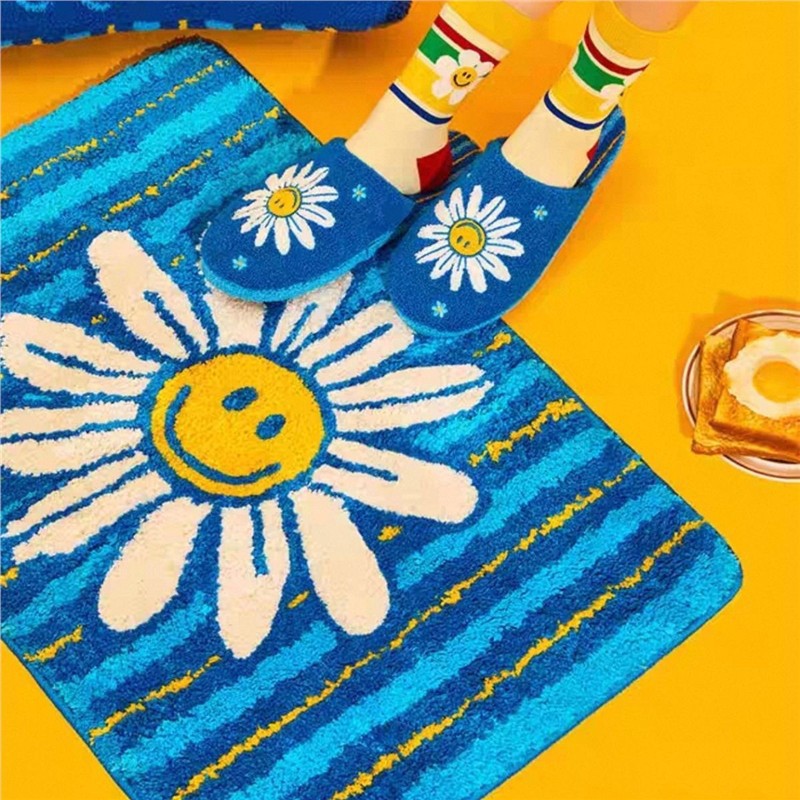Floral Turtle-Shaped Bath Mat