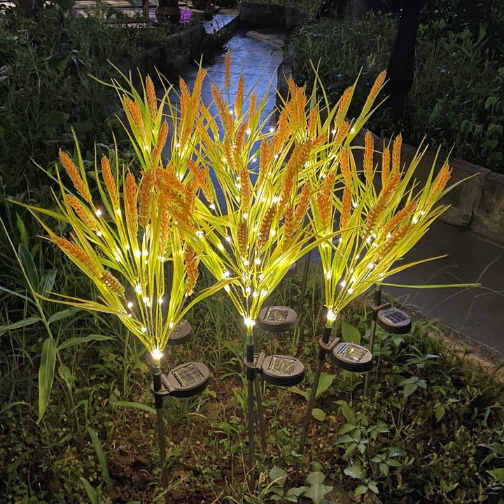 Solar LED Ornamental Grass Pathway Stake Lights With Integrated Solar Panel Kalsten