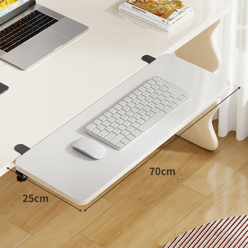 Under-Desk Bamboo Slide-Out Work Surface Clamp-Mounted Keyboard & Mouse Platform