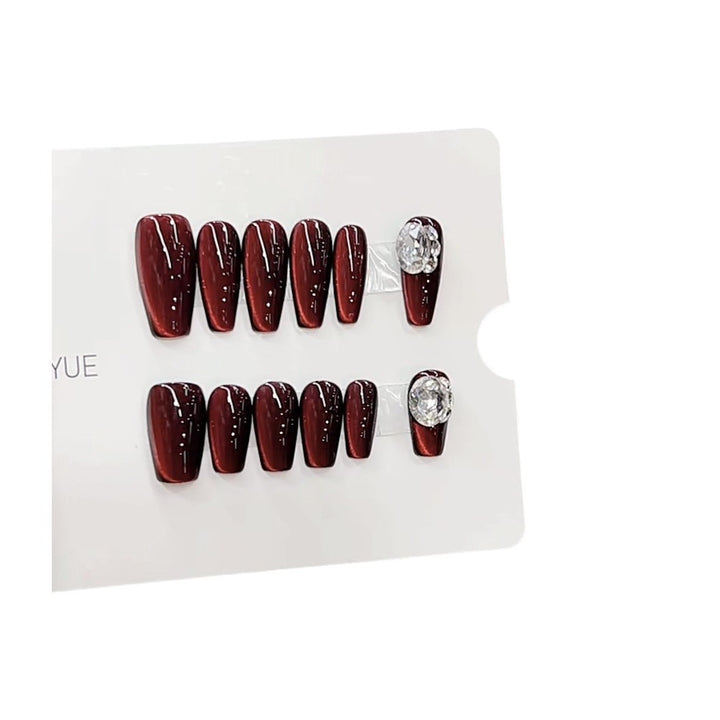 Glossy Stiletto Press-On Nail Set with Decorative Gems Kalsten