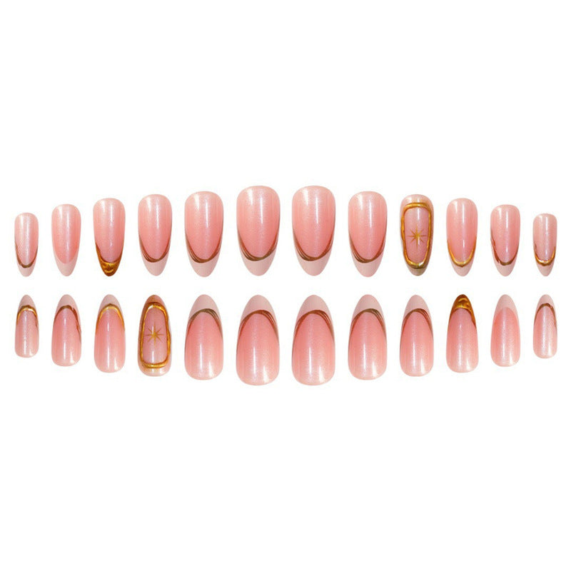 Premium Glittering French Tip Press-On Nails with Gold Accents Kalsten