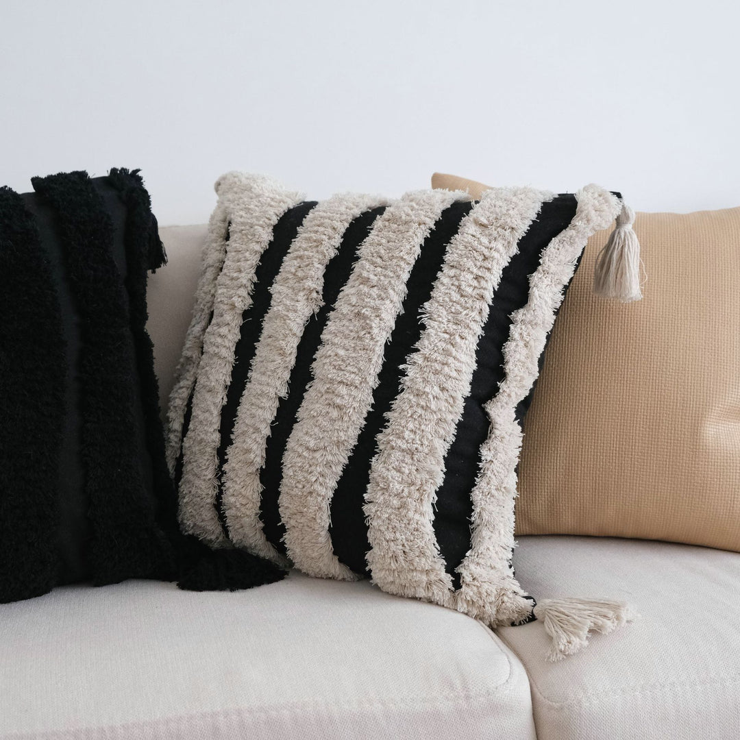 Textured Fringe Accent Cushion for Home Decor