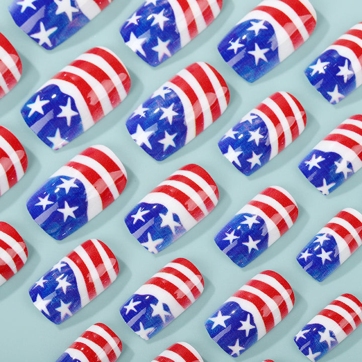 Artificial nails in patriotic Stars and Stripes design Kalsten