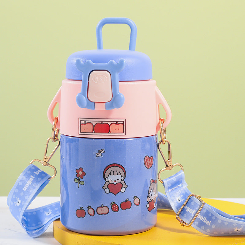 Insulated drinking bottle with practical carrying strap and playful design Kalsten