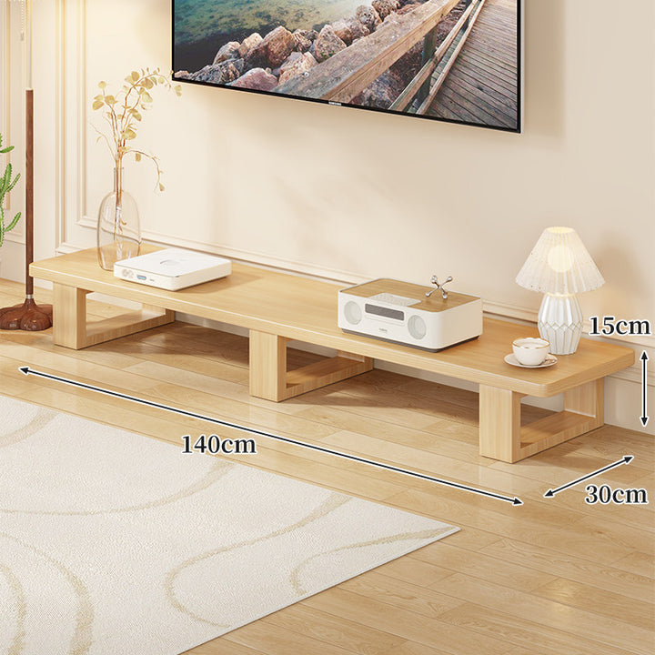 Low Solid Wood TV Media Console Bench with Open Rectangular Legs