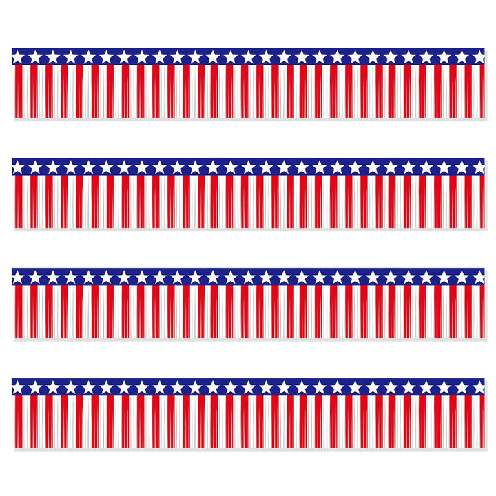 Unisex decorative fringe border made of paper with star banner and elongated hanging strips Kalsten