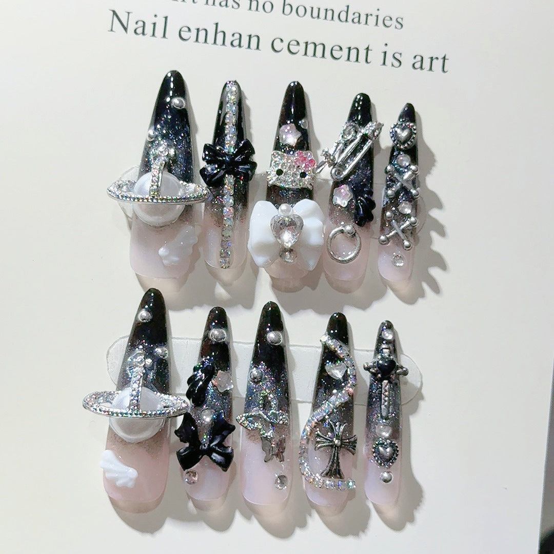 Gothic-Inspired Decorative Press-On Nail Set
