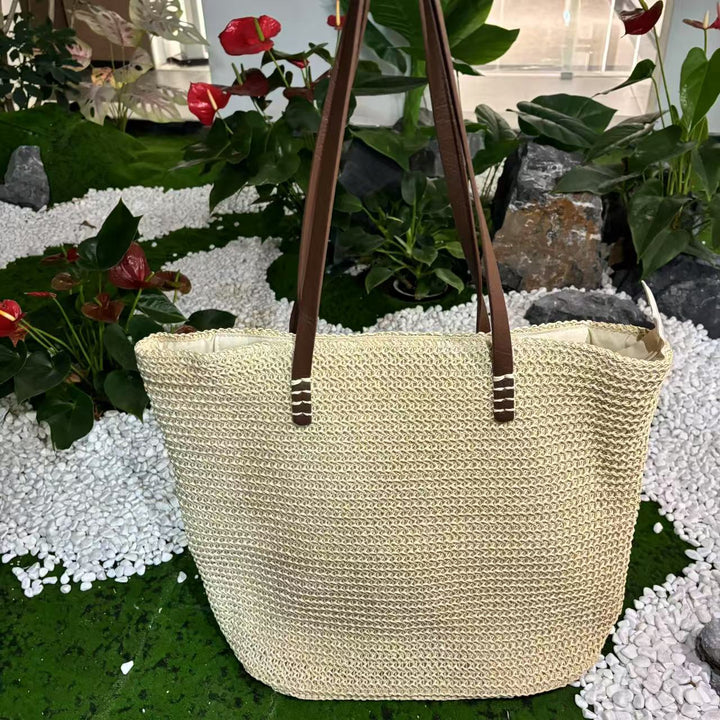 Bast shoulder bag with elegant leather handles Kalsten