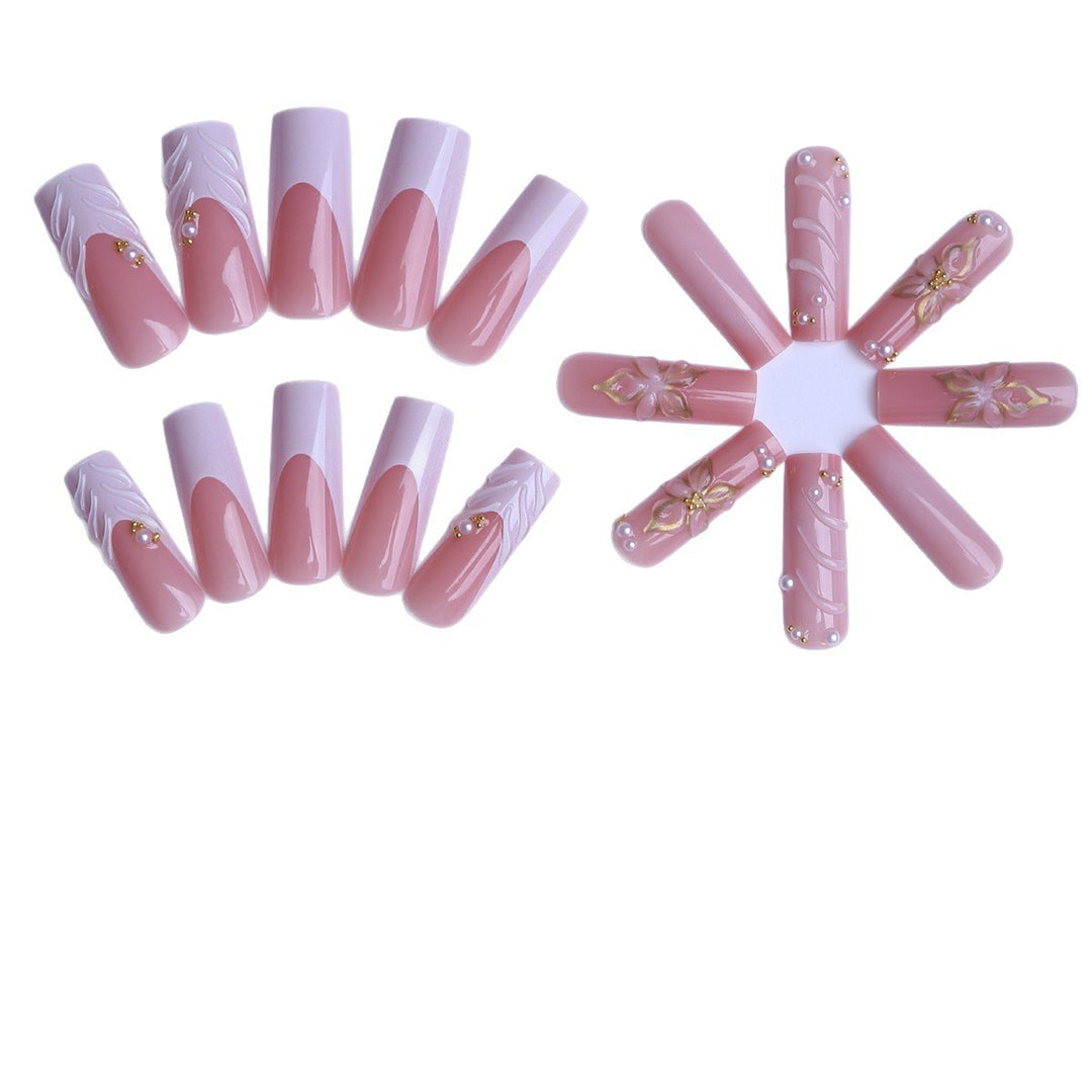 Acrylic nails with luxurious flower design and elegant accents Kalsten