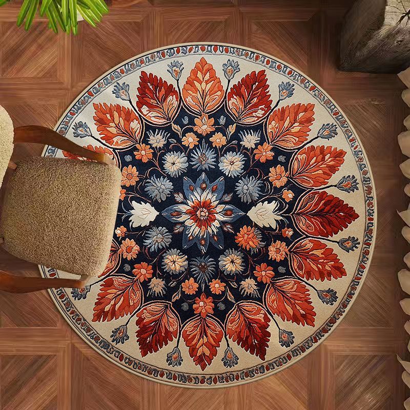 Floral Pattern Round Area Rug Kalsten