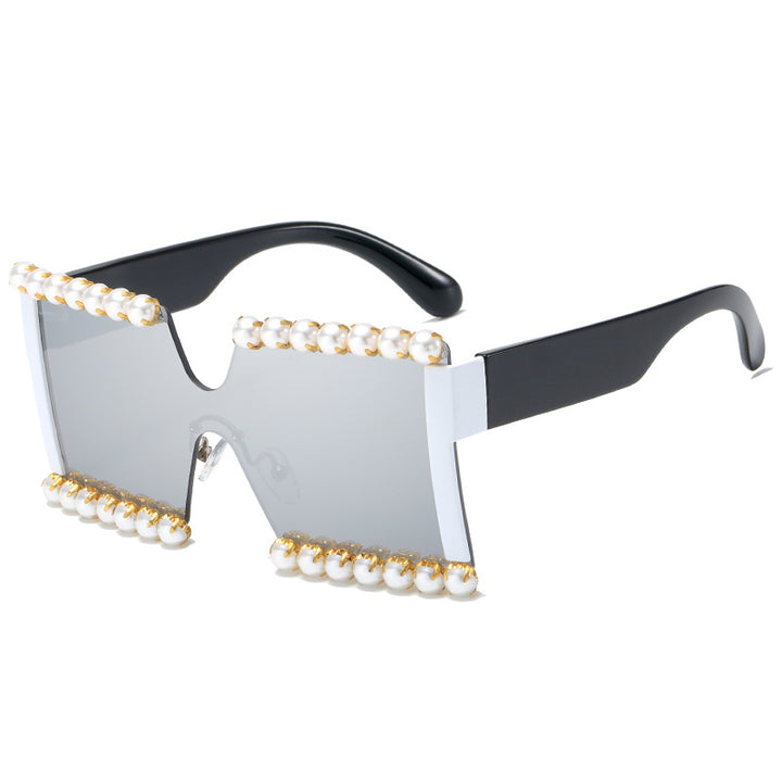 Ladies extravagant rectangular sunglasses with pearl decoration and UV protection Kalsten